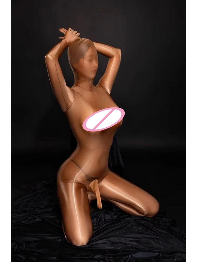 M XL Отдельные пальцы Синтетическое волокно Костюм-catsuit Боди-стокинг Чехол для пениса С капюшоном Зентаи Комбинезон Прозрачные леггинсы Трико leotard Слитное интимное белье