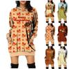Fashion Casual Women's Printed Long Sleeve Hooded Pullover Dress Top