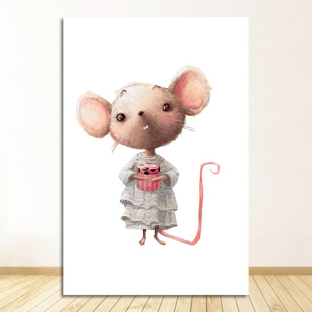 Медведь, настенная живопись на холсте, плакаты на скандинавскую тему и принты, настенные панно, декор для детской комнаты, цветок, кролик, друг, объятие, лиса, мышь