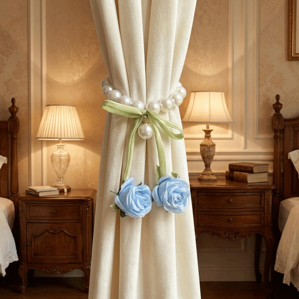 2PCS Decorative Rose Curtain Straps Portable Curtain Binding Curtain Buckle  Living Room