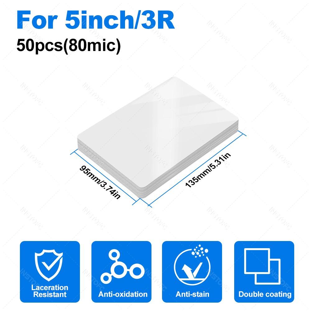 50 листов 80 микрон 3/5/6 дюймов Ламинирующая пленка ПЭТ ЭВА Пластиковая пленка для горячего ламинатора 3R 4R 5R A6 A5 A4 Для фото/документов/карточек/меню