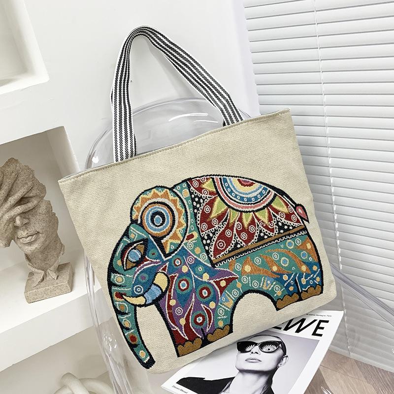 Портативная жаккардовая сумка Котенок Большая вышитая холщовая сумка Шоппинг Мода На плечо Женская сумка Сумка-тоут