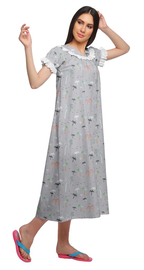 Moomaya Женская ночная рубашка с V-образным вырезом для кормления, хлопковая ночная рубашка А-силуэта с принтом