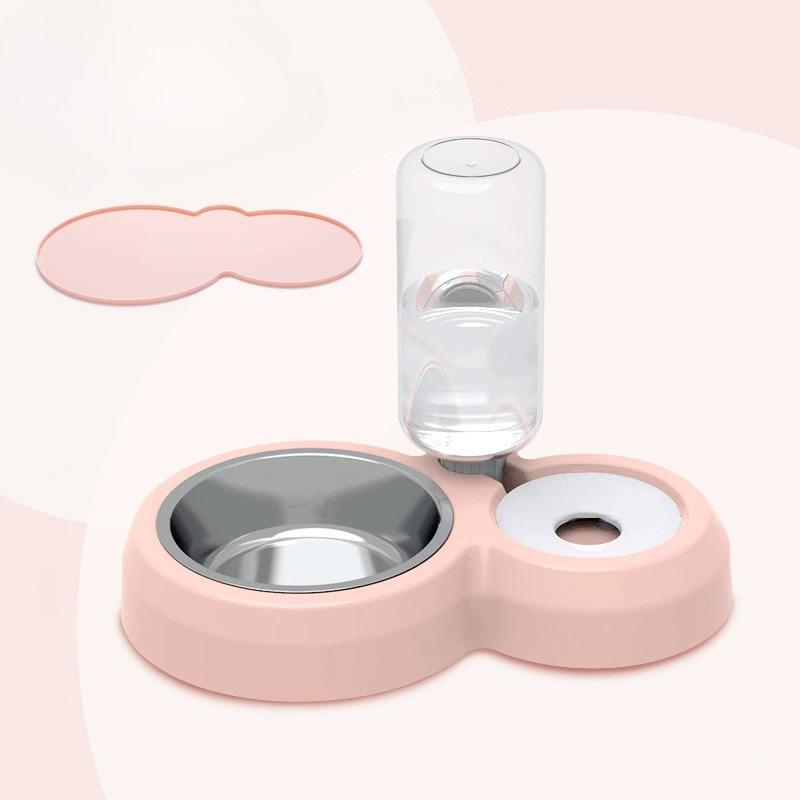 Dual Automatic Pet Feeder Bowl For Dogs And Cats Non Spill Plastic Water And Food Dispenser With Stand KTY