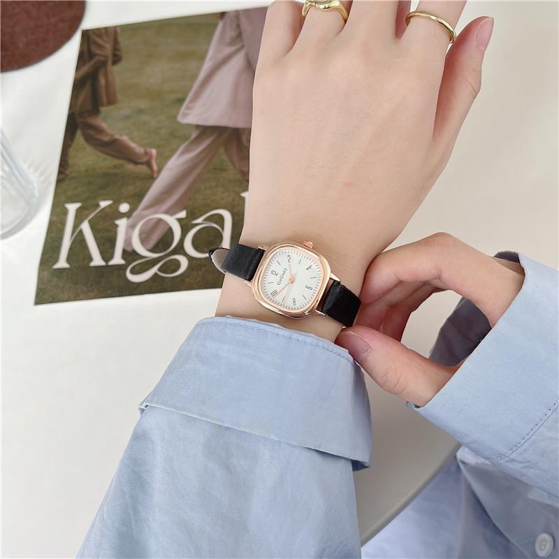 Ретро Квадратные Кварцевые Цифровые Мини-циферблаты Повседневные Наручные Часы Кожаный Ремешок Модные Часы Водонепроницаемые Наручные Часы для Женщин