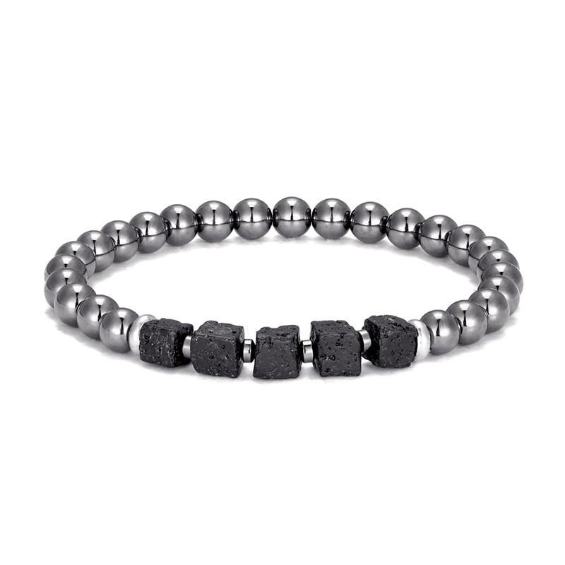 Винтажный мужской квадратный браслет из лавового камня, женские натуральные бусины, аксессуары для пар, браслеты ручной работы, мужские украшения для йоги, пульсера