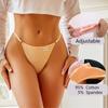 FINETOO 4Pcs Women Cotton Thongs Adjustable Low Waist Underpants Sexy Female G-string Seamless Bikini Panties Underwear Lingerie