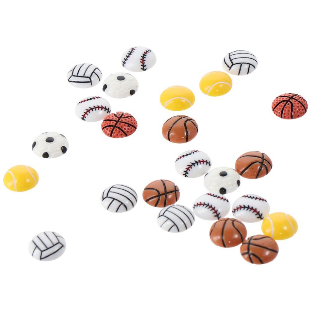 40Pack Football Assorted Sport Ball Slime Charms Volleyball Flat Back Resin Charms  for Scrapbooking