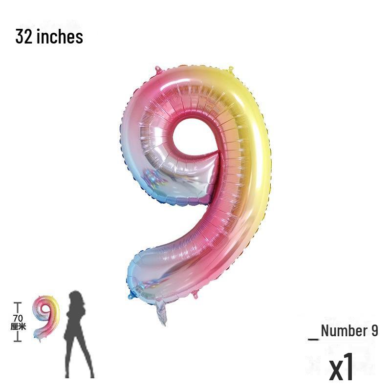 32-дюймовые градиентные цветные цифровые шары для украшения детского дня рождения