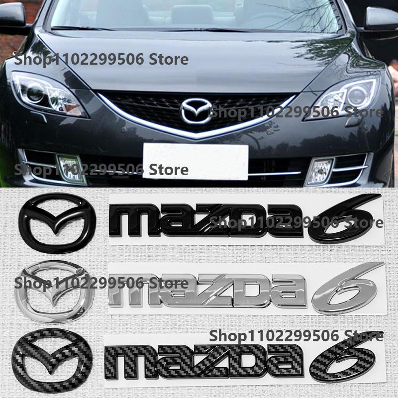 Plastic Car Front Trunk Emblem for Mazda 6 Logo Steering Wheel Badge 3D Body Replaced Sticker Rear Tail Refitting Decoration h4