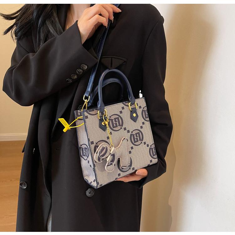 IELGY Women's Canvas Bag, Shoulder Crossbody Textured Portable Small Square Bag