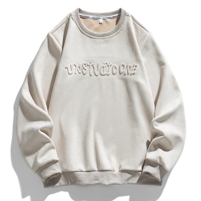 Весна-Осень Мужской Кашемировый Свитер Из Оленьей Кожи С Буквами Простой и Повседневный Свитер Джокера Спортивный Свободный Топ с Круглым Вырезом