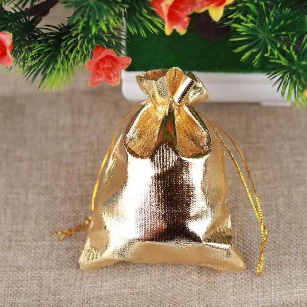 20PCS Gold Silver Color Drawstring Pouches 7x9cm 9x12cm 10x15cm Candy Packing Bags Wedding Gift