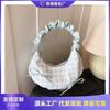 Plaid Bag Women's Large-capacity New Summer Versatile Niche Pleated Shoulder Messenger Bag Dumpling Bag