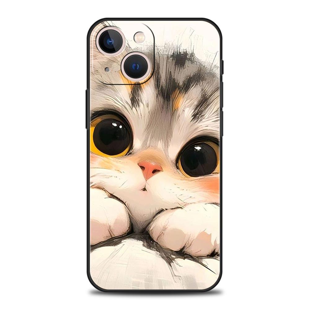 Cute Cat Phone Case Cover for iPhone 17 16 15 14 13 12 11 Pro Max 17 Air Plus Shockproof Soft TPU Shell Fundas Capas Coque Bags