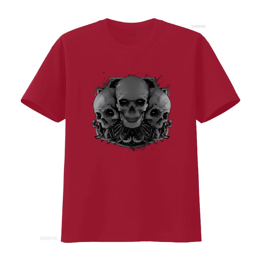 Gothic Skulls Biker Motorcycle Motorbike Unisexs Cotton T Shirt Top vintage Washed streetwear Soft Breathable fashion Casual