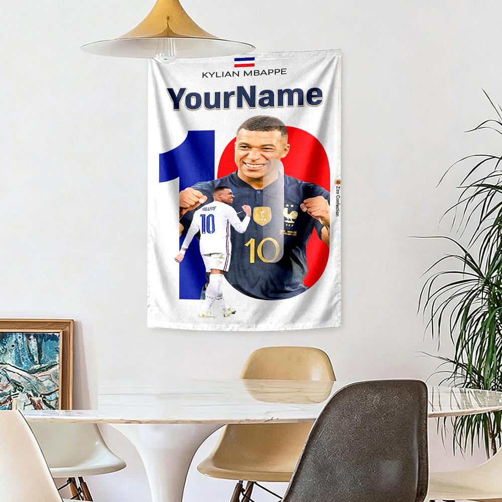 Mbappe Custom Your Name Wall Decor Tapestry Art For Pet Memorial Birthdaywedding Party Backdrop Family Gift