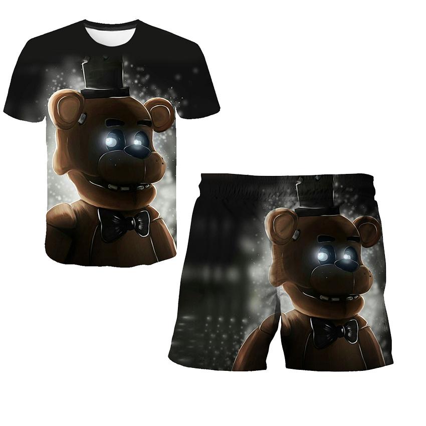 Summer Five Night At Freddy Clothing Suits 3D Printing Birthday Party Gifts Clothes Sets Boys Girls FNAF Cartoon Casual Outfits