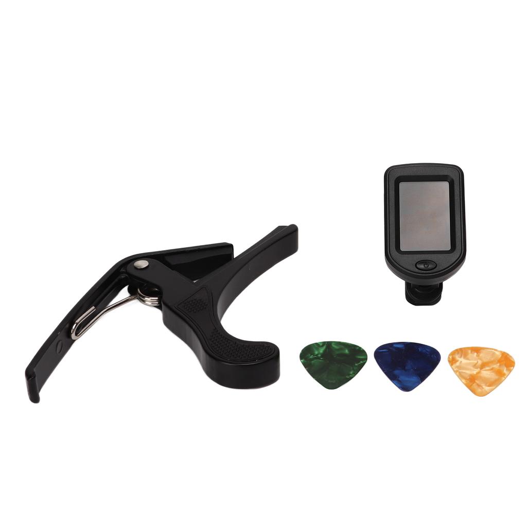 Guitar Capo Pick Tuner Set LED Display Guitar Clear Backlight Reading Accessories Tuner Kit