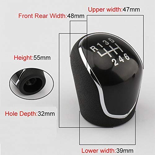 6 Speed Manual Stick Car Gear Shift Knob Auto Lever Shifter Head Handball For Hyundai IX35 2012 - 2016 Black / Chrome
