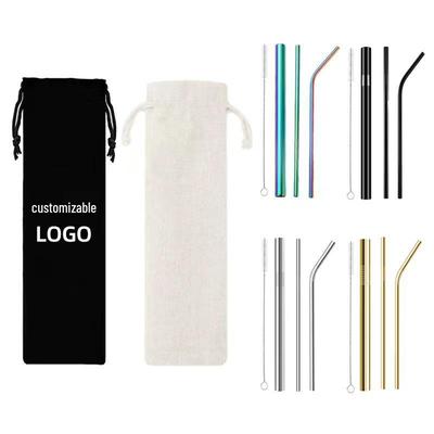 Титановое покрытие, нержавеющая сталь 304 - Набор цветных металлических соломинок для кофе, бабл-ти и холодных напитков