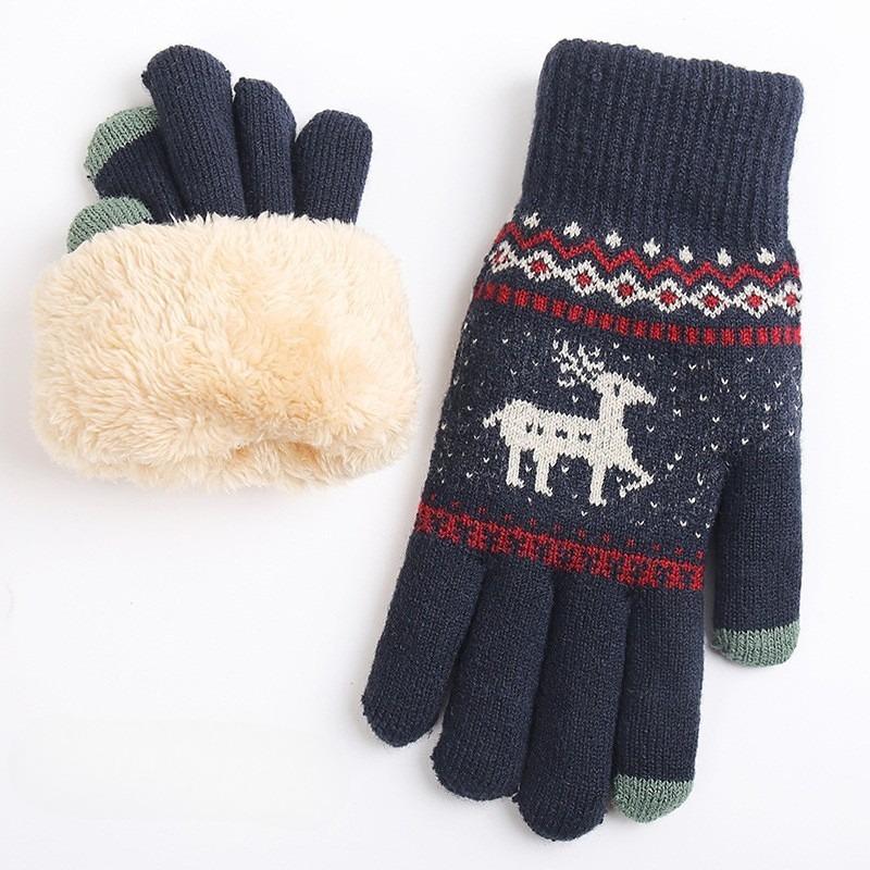 New knitted wool touch screen gloves men and women keep warm in autumn and winter Christmas magic adult cold protection