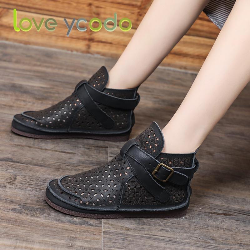 Женские летние удобные повседневные ботильоны из натуральной кожи Love Ycodo