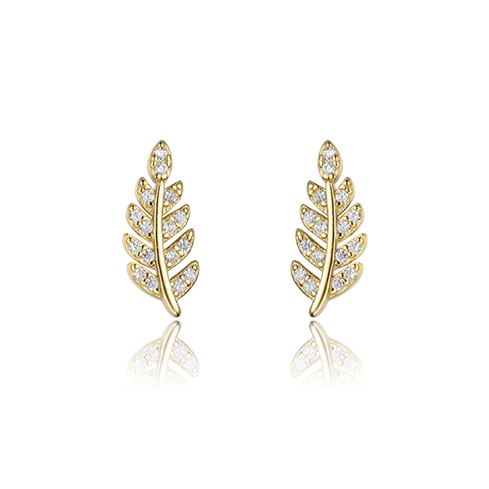 ANDYWEN Серьги-гвоздики из стерлингового серебра 925 пробы с золотыми листьями, зажимы для пирсинга, женские роскошные весенние драгоценности Valentiens