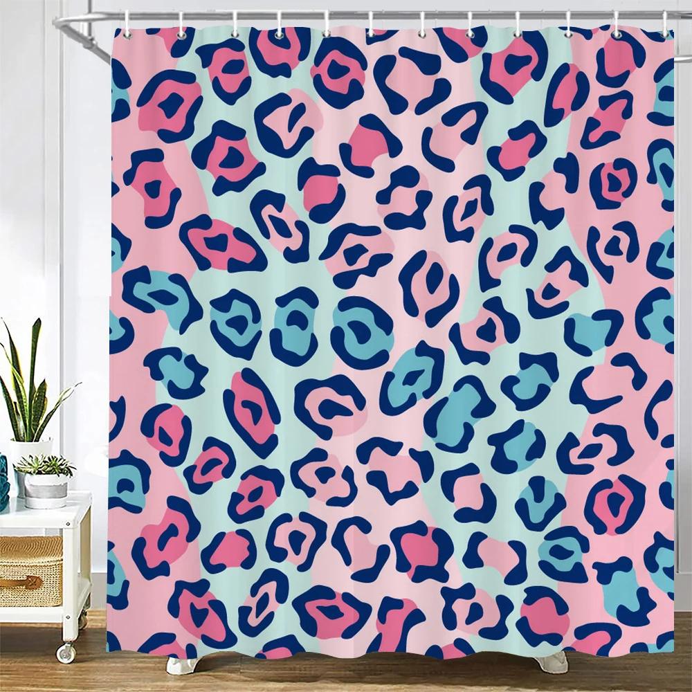 Sexy leopard Printed Shower Curtain for Bathroom with Hooks 3D Geometric Pattern Waterproof Polyester Fabric Bathroom Curtains