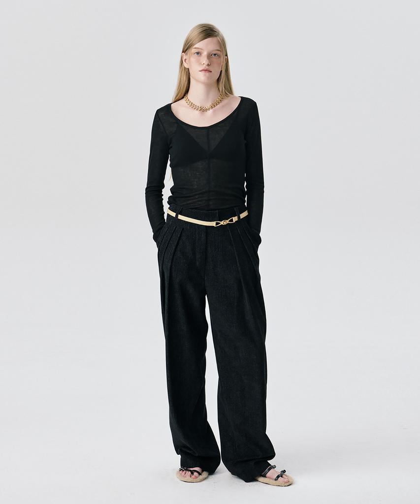 WNDERKAMMER Steady Wide Tuck Pants_Black