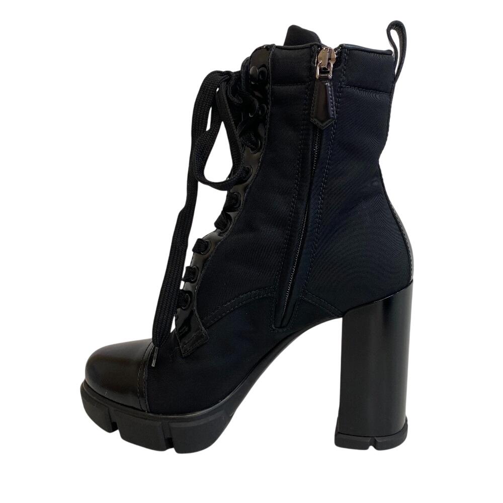 PRADA short boots lace up Triangle logo Re-Nylon Nylon boots black Nylon Women Used