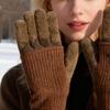 Складные вязаные перчатки двойной длины, теплые перчатки с сенсорным экраном, эластичные перчатки на запястье с цветовыми блоками, длинные перчатки для женщин и мужчин для набора текста и повседневных дел