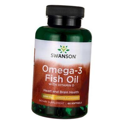 Омега-3 с витамином Д, Omega-3 Fish Oil with Vitamin D, 60гелкапс Лимон (67280003)