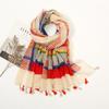 Fresh and Elegant Red Petal Mixed Printed Tassel Scarf for Women  Cotton and Linen Scarf for Travel Decorative Shawl