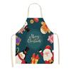 Linen Santa Kitchen Apron Christmas Snowman Unisex Dinner Party Cooking Bib Christmas Tree Apron Cleaning Apron