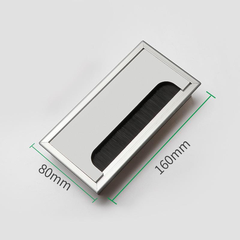 Aluminum Alloy Cable Entry Box with Brush Strip - Desktop Wire Management Cover