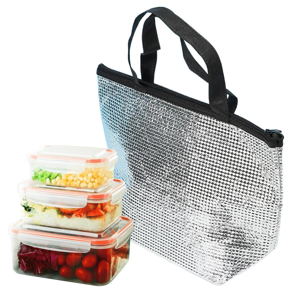 1pcs Aluminum Foil Insulated Cooler Bag Reusable Thermal Bag for Food Storage No Electricity Required Lunch Box Insulated