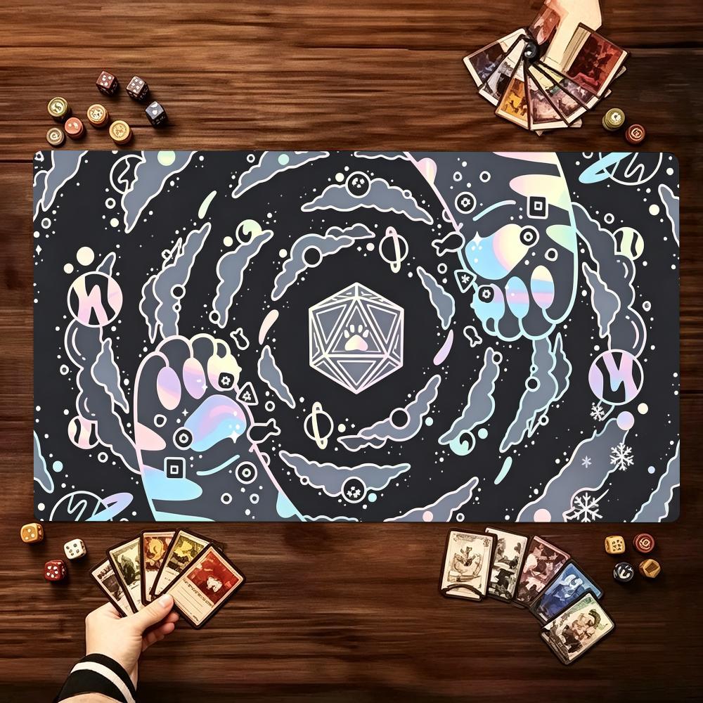 Cosmic Swirl Mystic Rune Pattern Game Playmat Non Slip Rubber Smooth Extended Table Mat For Trading Card Game Tabletop Sessions