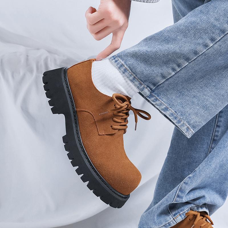 Модные туфли Дерби с большой головой, мужские кожаные туфли на платформе для поездок на работу, мужские повседневные туфли для пожилых людей с увеличением внутренней высоты в британском стиле 3656-R