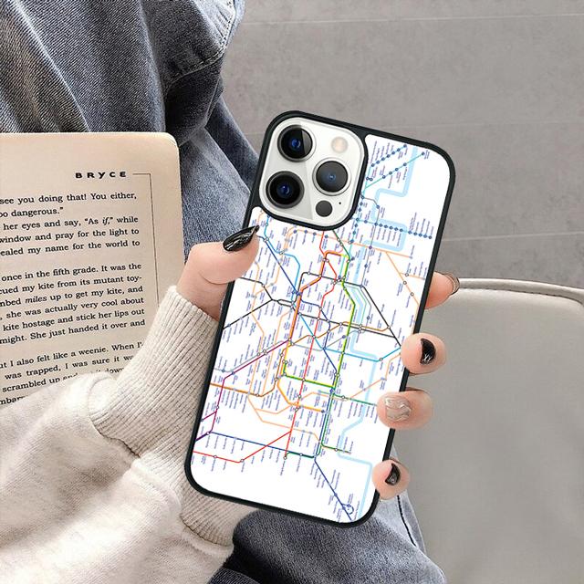 Чехол для телефона с картой лондонского метро для iPhone 17 Air 16 16e 15 13 14 11 12 Pro Max Plus coque fundas Shell