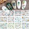Nail Art Stickers, Summer Island Sunset Coconut Tree Plant Leaves Watermark Nail Stickers