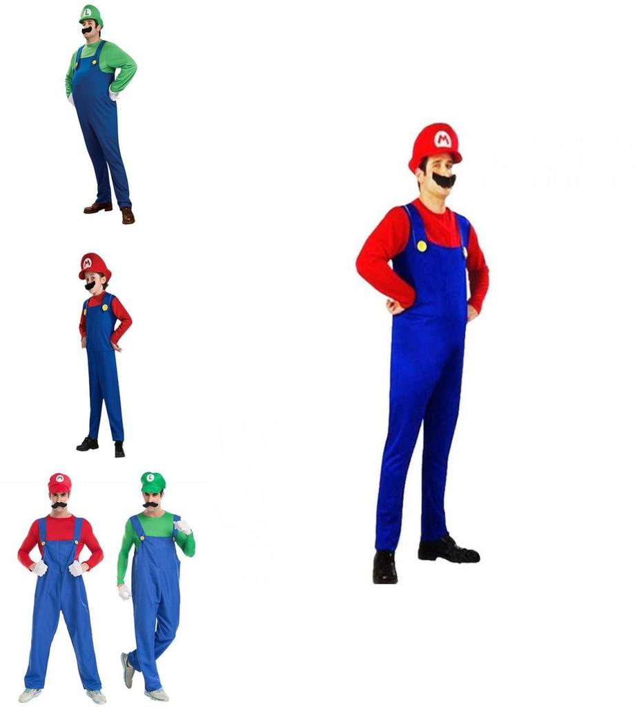Костюм Супер Марио Брос Луиджи для детей и взрослых, дышащее косплей-платье во весь рост с изысканным исполнением