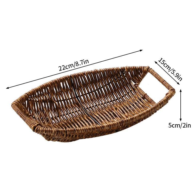 Rattan Tray Woven Fruit Basket Picnic Bread Snacks Trays Kitchen Wicker Baskets Breakfast Bread Storage Box Handwoven Food Plate