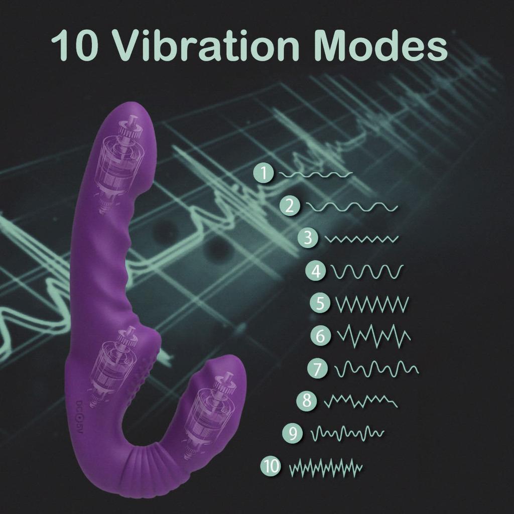 Strapless Strap-on Dildo Vibrator with Remote Control For Women Lesbian Couples G-Spot Double-Ended Adult Sex Toys with 10 Modes