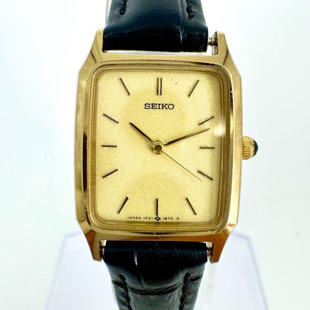 [USED] Battery SEIKO Gold 1F21-5A60 Square Watch