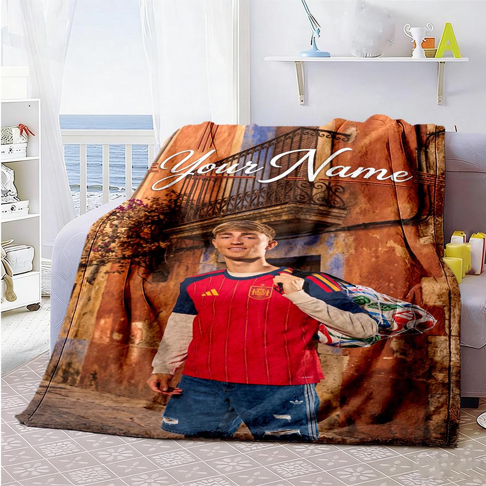 Lamin Yamal Personalized Name Blanket Throw Customizable Blanket Soft Cozy Great For Bed Office Nap Livingroom Allseason Use