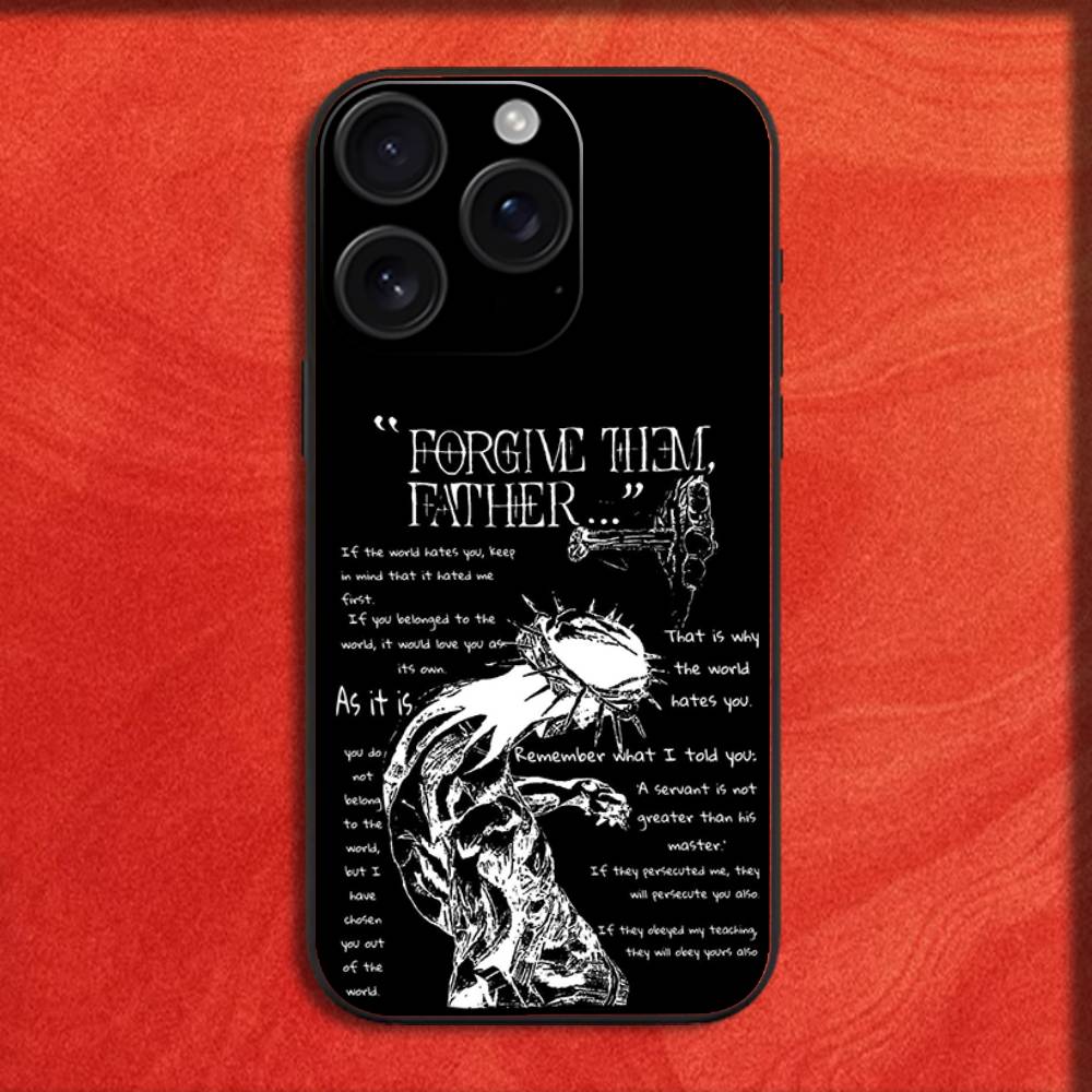 Исаия Иисус Библейский Стих Крест Чехол для Телефона Для iPhone 16,15,14,13,12,11,Pro,XS,Max,XR,Plus,E,Mini Черный Ударопрочный Чехол