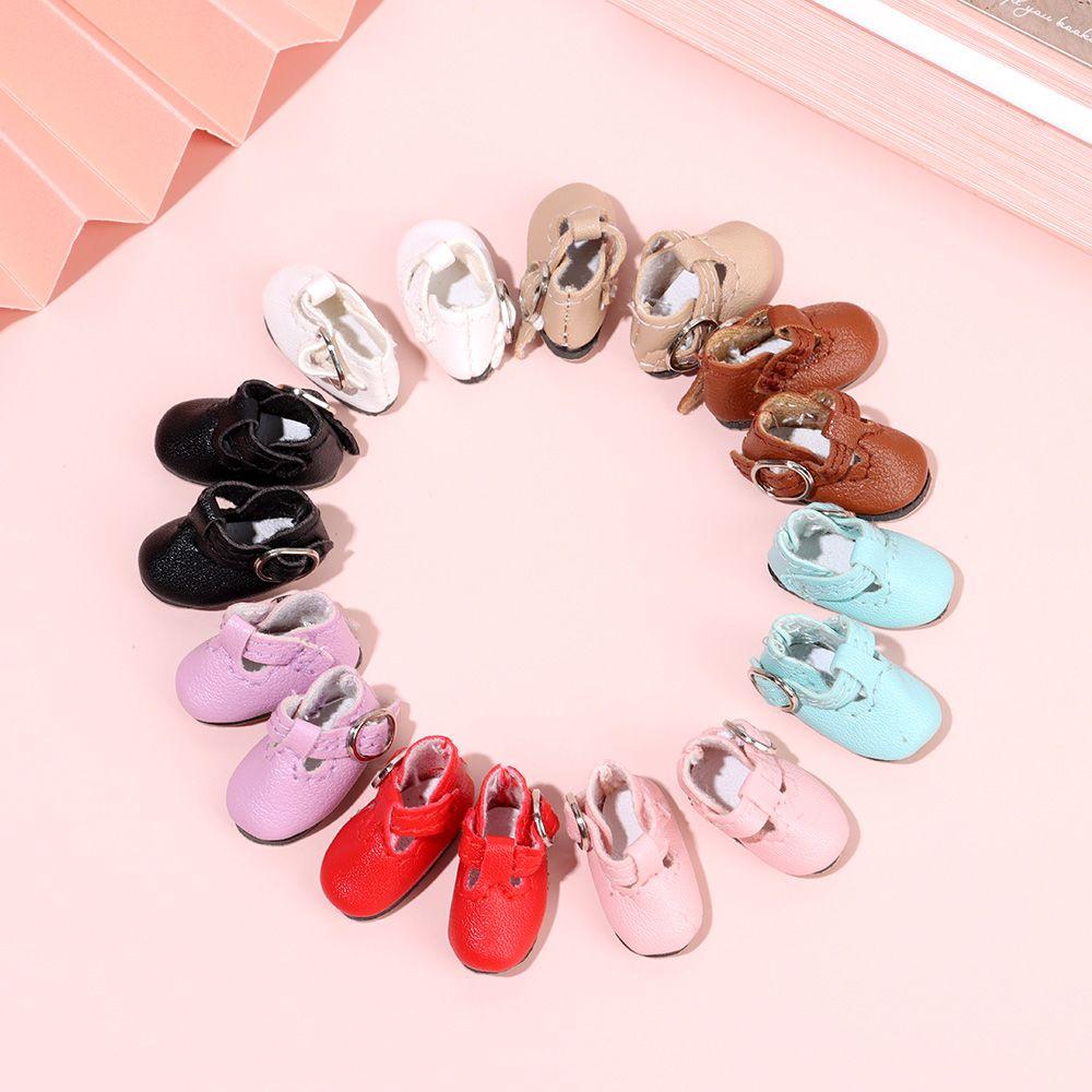 1 Pair 2.8*1.2cm Multicolor PU Leather Play House Change Clothes Game Doll Shoes Dolls Accessories