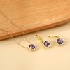 Fashion Diamond Circle Earrings And Necklace Set Luxury Versatile Jewelry Two Piece Kit Long Lasting