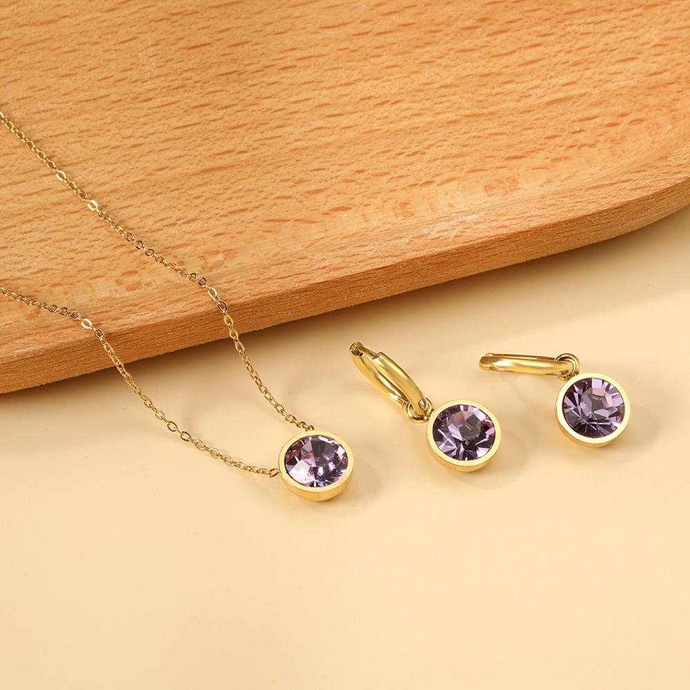 Fashion Diamond Circle Earrings And Necklace Set Luxury Versatile Jewelry Two Piece Kit Long Lasting